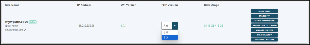 PHP Version Selector Tool